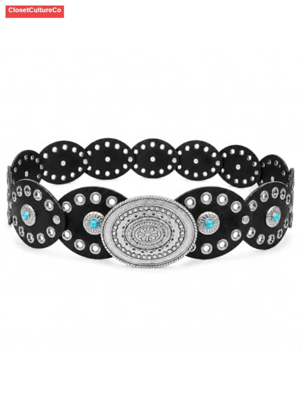 Western Belt for Women Faux Leather Vintage Concho Cowgirl Adjustable Disc Belt